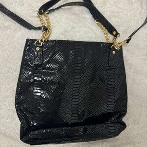MICHAEL KORS black and gold Snake Pattern Shoulder Bag